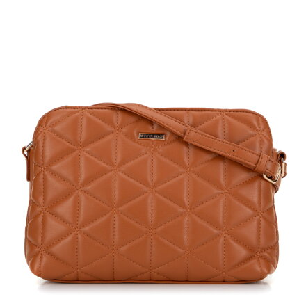 Damska crossbody w geometryczny wzór z ekoskóry jasny brąz 99-4Y-605-5