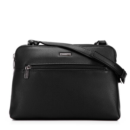 Damska crossbody dwukomorowa z ekoskóry czarno - grafitowa 99-4Y-610-1C
