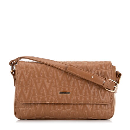 Damska torebka crossbody z przeszyciami brązowa 99-4Y-623-4