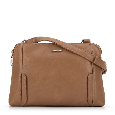 Crossbody damska z ekoskóry dwukomorowa ciemny beż 99-4Y-631-9