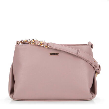 Damska crossbody ze skóry ekologicznej z łańcuszkiem różowa 99-4Y-633-F