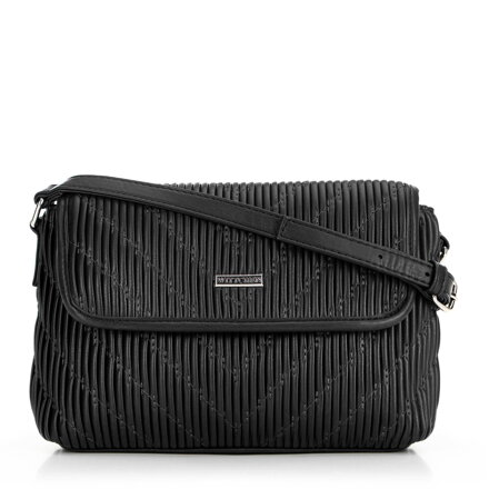 Damska crossbody w pionowe przeszycia z ekoskóry czarna 99-4Y-635-1
