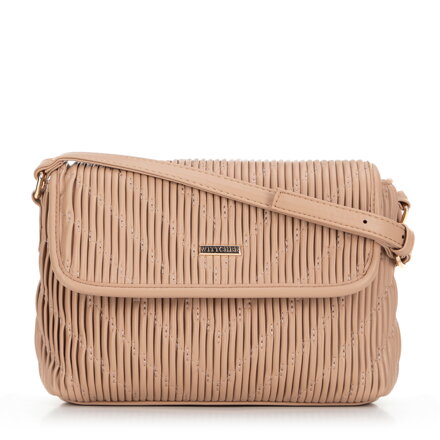 Damska crossbody w pionowe przeszycia z ekoskóry beżowa 99-4Y-635-9