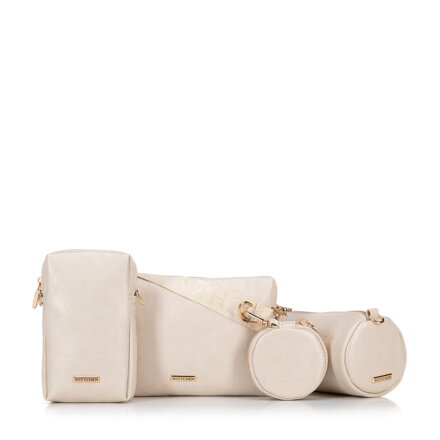 Zestaw torebek crossbody z ekoskóry kremowy 100-4Y-420-0