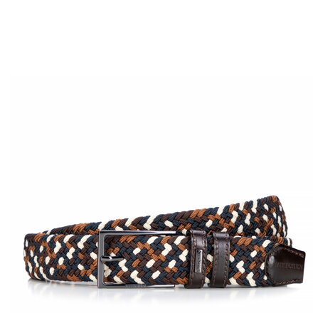 Trójkolorowy męski pasek z materiałowej plecionki multikolor 101-8M-402-N5