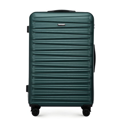 Duża walizka z ABS-u w poziome tłoczenie zielona 56-3A-003-85