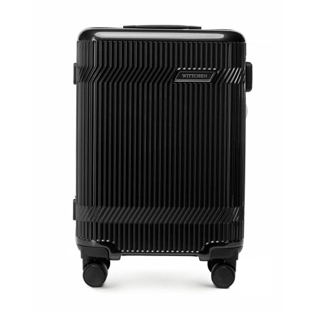 Walizka kabinowa z polikarbonu o błyszczącym wykończeniu czarna 56-3P-011-11