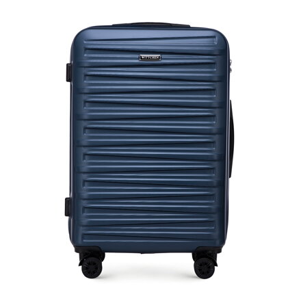 Średnia walizka z ABS-u w poziome tłoczenie granatowa 56-3A-002-90