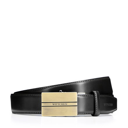 Zestaw męski: pasek i etui na karty ze skóry naturalnej czarno - złoty 102-8M-S14-1G