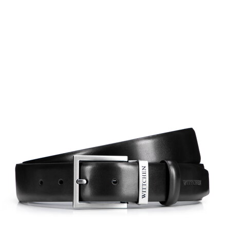 Zestaw męski: skórzany pasek z wymiennymi klamrami czarny 102-8M-S11-1
