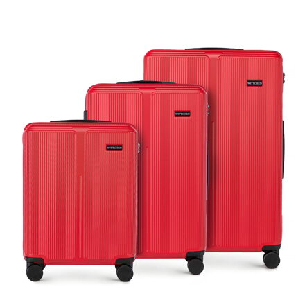 Zestaw walizek z ABS-u w drobne paski czerwony 56-3A-60S-30