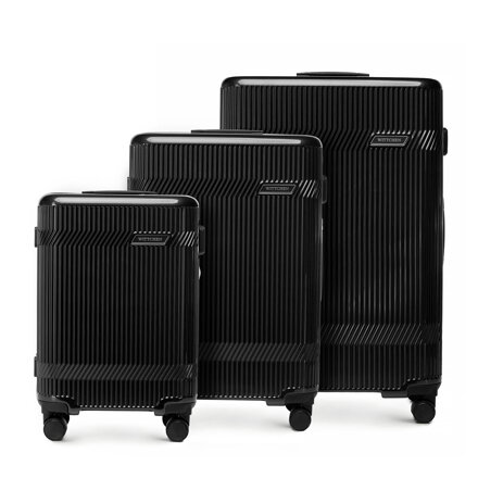 Zestaw walizek z polikarbonu o błyszczącym wykończeniu czarny 56-3P-01S-11