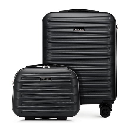 Zestaw walizki kabinowej i kosmetyczki z ABS-u czarny 56-3A-00Z-11