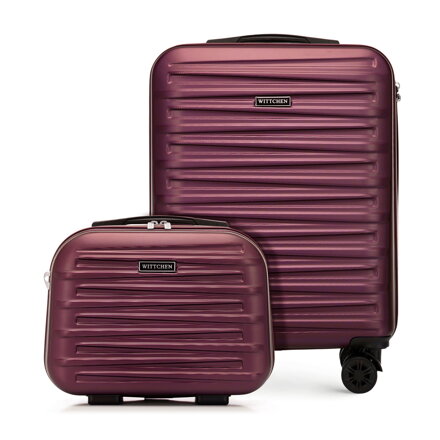Zestaw walizki kabinowej i kosmetyczki z ABS-u bordowy 56-3A-00Z-30