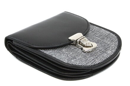 Čiernobiela dámska kožená peňaženka so zámočkom 511-1241B-60/T