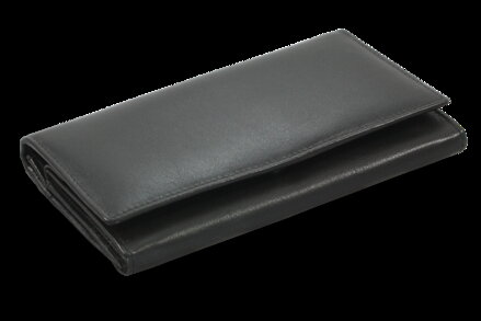 Černá dámská kožená psaníčková peněženka s klopnou 511-4027-60