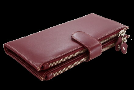 Veľká kožená burgundy peňaženka so zápinkou 511-8129-34