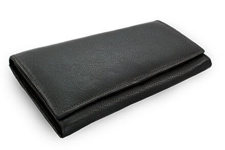 Čierna dámska listová kožená peňaženka s poklopom 511-2018-60