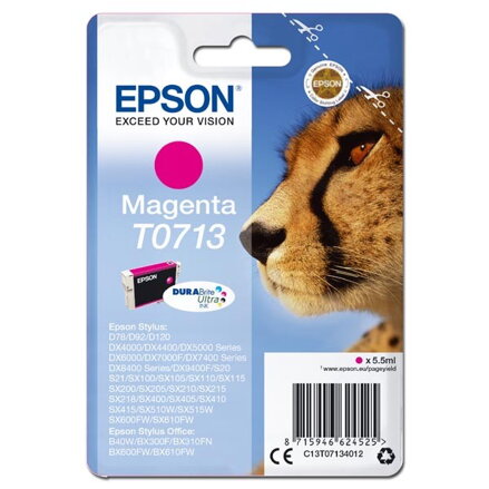 Epson originál ink C13T07134012, magenta, 5,5ml, Epson D78, DX4000, DX4050, DX5000, DX5050, DX6000, DX605, purpurová