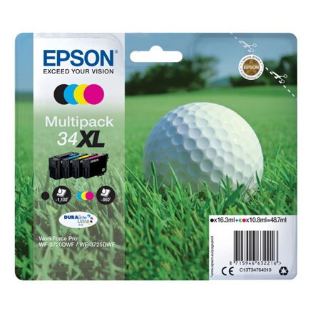 Epson originál ink C13T34764010, T347640, CMYK, 48.7ml, Epson WF-3720DWF, 3725DWF