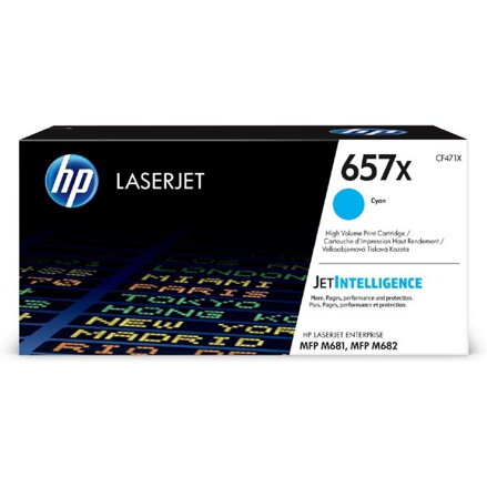 HP originál toner CF471X, cyan, 23000str., HP 657X, high capacity, HP LaserJet Enterprise MFP M681dh,MFP M681f,LaserJet, O, azurová