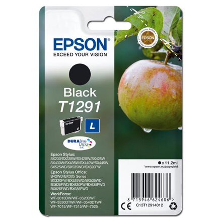 Epson originál ink C13T12914012, T1291, black, 385str., 11,2ml, Epson Stylus SX420W, 425W, Stylus Office BX305F, 320FW, čierna