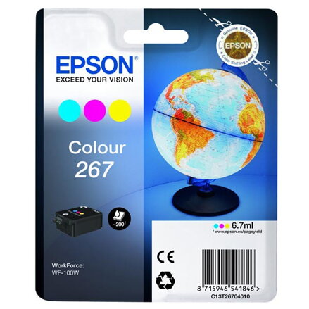 Epson originál ink C13T26704010, 267, color, 6,7ml, Epson WF-100W, farebná
