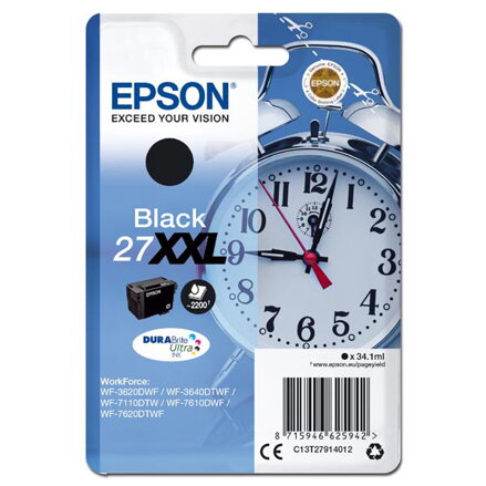 Epson originál ink C13T27914012, 27XXL, black, 34,1ml, Epson WF-3620, 3640, 7110, 7610, 7620, čierna