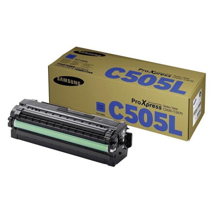 HP originál toner SU035A, CLT-C505L, cyan, 3500str., C505L, high capacity, Samsung ProXpress SL-C2620DW, SL-C2670FW, SL-C2680FX, O, azurová