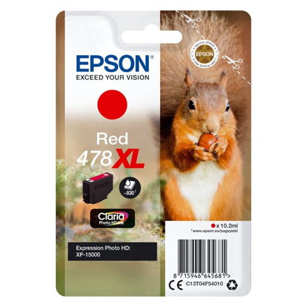 Epson originál ink C13T04F54010, 478XL, red, 10.2ml, Epson XP-15000, červená