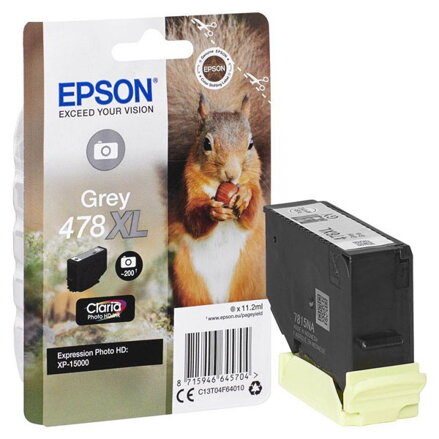 Epson originál ink C13T04F64010, 478XL, grey, 10.2ml, Epson XP-15000, šedá
