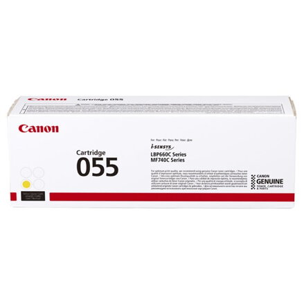 Canon originál toner 055Y, yellow, 2100str., 3013C002, Canon MF742Cdw, MF744Cdw, MF746Cx, LBP663Cdw, LBP664Cx, O, žltá