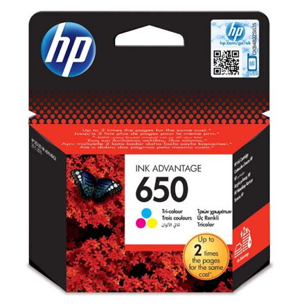 HP originál ink CZ102AE, HP 650, color, 200str., HP Deskjet Ink Advantage 2515 AiO, 3515 e-Ai0, 3545, farebná