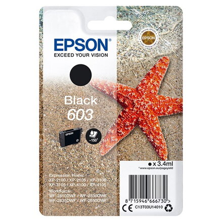 Epson originál ink C13T03U14010, 603, black, 3.4ml, Epson Expression Home XP-2100, 2105, 3100, 3105 WF-2310, čierna