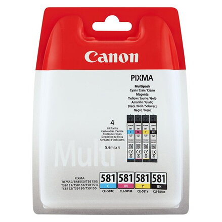 Canon originál ink CLI581 CMYK Multi Pack, CMYK, blister, 4*5,6ml, 2103C005, Canon 4-pack PIXMA TR8550,TS6150,TS6151,TS8150,TS8151