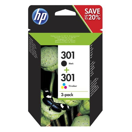HP originál ink N9J72AE, black/color, 190/165str., HP 301, HP 2-pack Deskjet 1510, 3055A, Officejet 2622