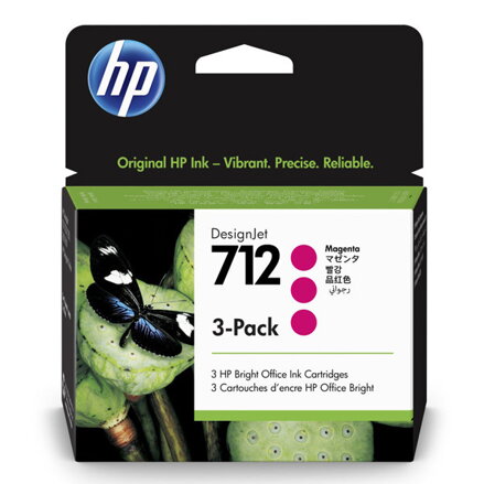 HP originál ink 3ED78A, HP 712, magenta, 29ml, HP 3-pack DesignJet Studio,T210,T230,T250,T630,T650, purpurová