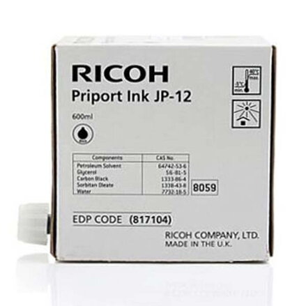 Ricoh originál ink 817104, black, 600 Ricoh DX3240, 3440, JP1210, 1215, 1250, 1255, 3000, čierna