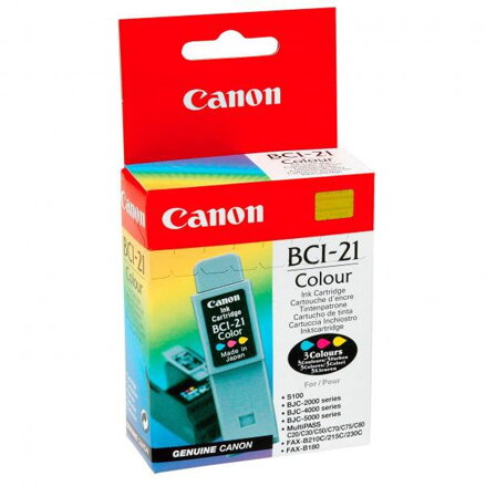 Canon originál ink BCI21C, color, blister, 120str., 0955A351, Canon BJ-C4000, 2000, 4100, 4400, 4650, 5500, farebná