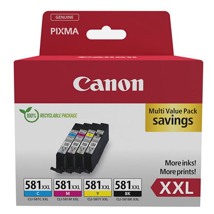 Canon originál ink CLI-581 XXL CMYK, 1998C007, CMYK, 4*11.7ml, very high capacity, 4-pack