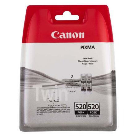 Canon originál ink PGI520BK, black, blister, 2x420str., 2x19ml, 2932B012, 2932B009, 2ks, Canon 2-pack Pixma iP3600, iP4600, čierna