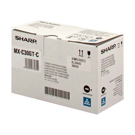Sharp originál toner MX-C30GTC, cyan, 6000str., Sharp MX-C250FE, C300WE, O, azurová