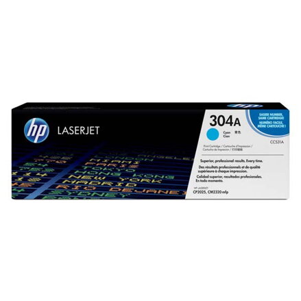 HP originál toner CC531A, cyan, 2800str., HP 304A, HP Color LaserJet CP2025, CM2320, O, azurová