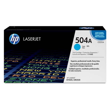 HP originál toner CE251A, cyan, 7000str., HP 504A, HP Color LaserJet CP3525, O, azurová