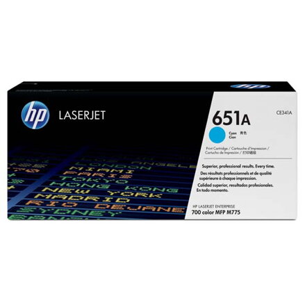HP originál toner CE341A, cyan, 16000str., HP 651A, HP LaserJet Enterprise 700 color MFP M775dn, M775f, O, azurová HP originál toner CE341A, cyan, 16000str., HP 651A, HP LaserJet Enterprise 700 color MFP M775dn, M775f, O, azurová