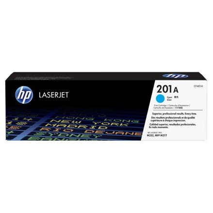 HP originál toner CF401A, cyan, 1330str., HP 201A, HP Color LaserJet MFP 277, Pro M252,Pro MFP M274n, 750g, O, azurová