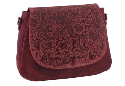 Dámska kožená crossbody kabelka červená 420706