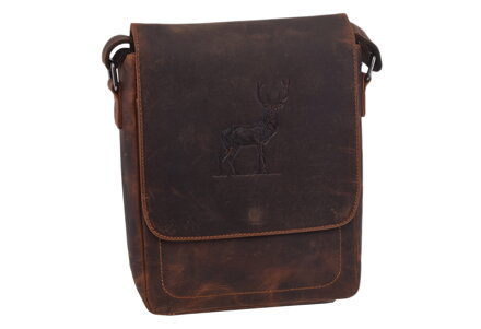 Pánske kožené crossbody tmavohnedý hunter embos jeleň celý 250909