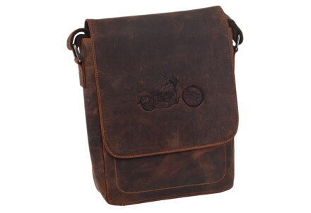 Pánske kožené crossbody tmavohnedý hunter embos motorka 250909