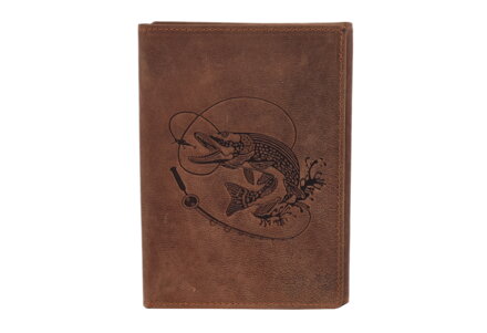 Rybárska dokladovka MERCUCIO svetlohnedá embos šťuka s udicou 2911952